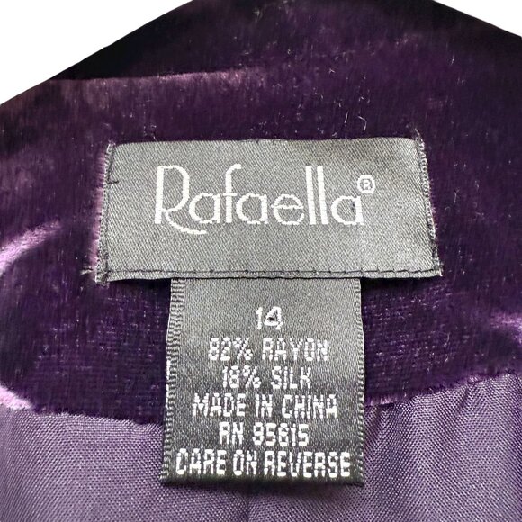 Rafaella Velvet Blazer Size 14 Purple Rayon Silk Luxury Womens Evening Jacket - Picture 4 of 6